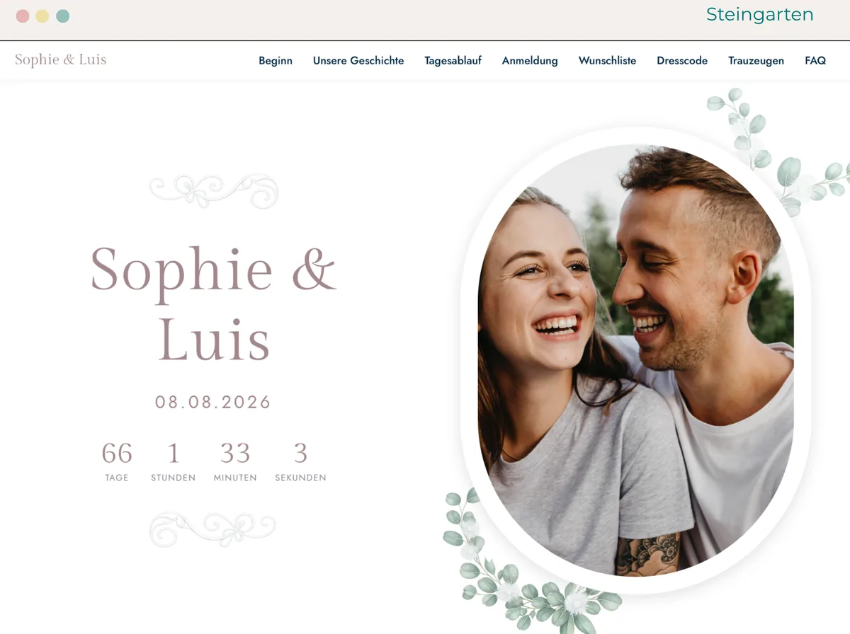 Hochzeitswebsite Vorlage