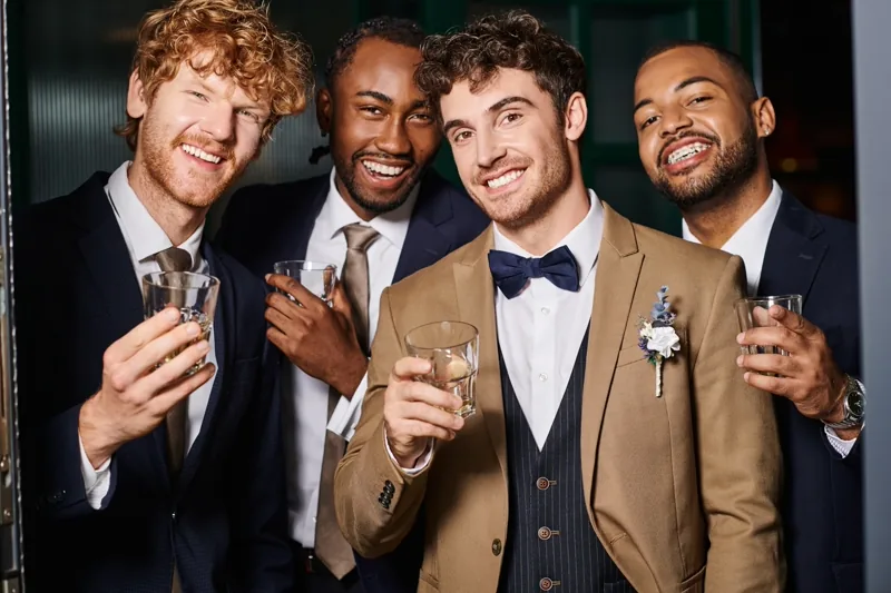 Beispiel-Foto im Weddygram Hochzeits-Feed – Anstoßen mit dem Bräutigam